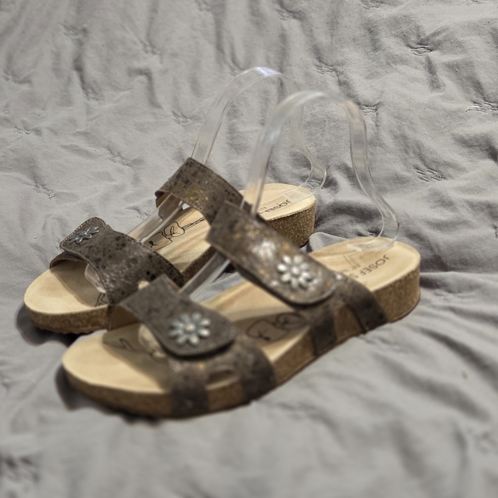 Josef Seibel Women's Tonga 04 Leather Flip Flop Taupe Sandals  40/9.5 boho NEW
